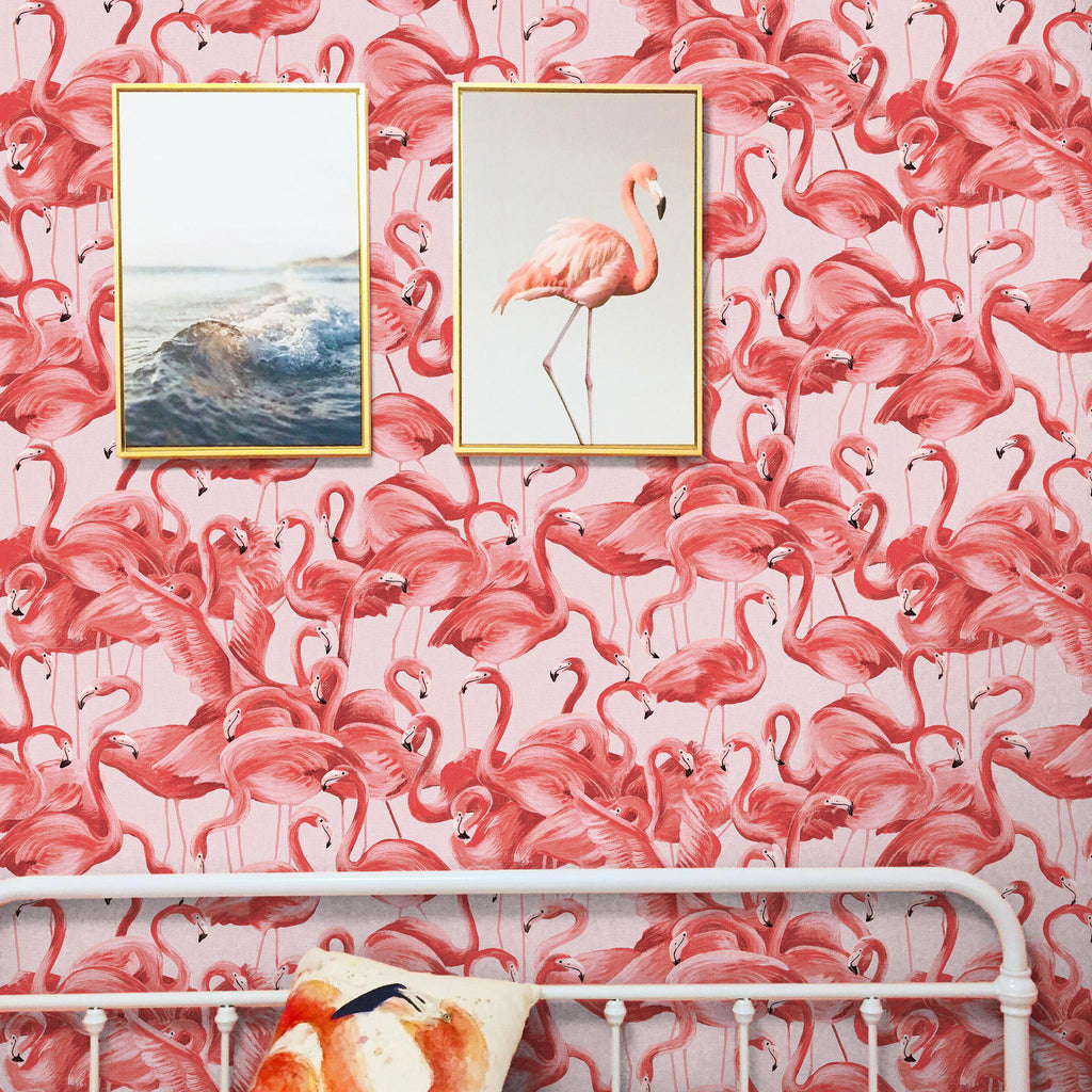 DecoratorsBest Flamingo Fantasy Pink Peel and Stick Wallpaper, 28 sq. ft.