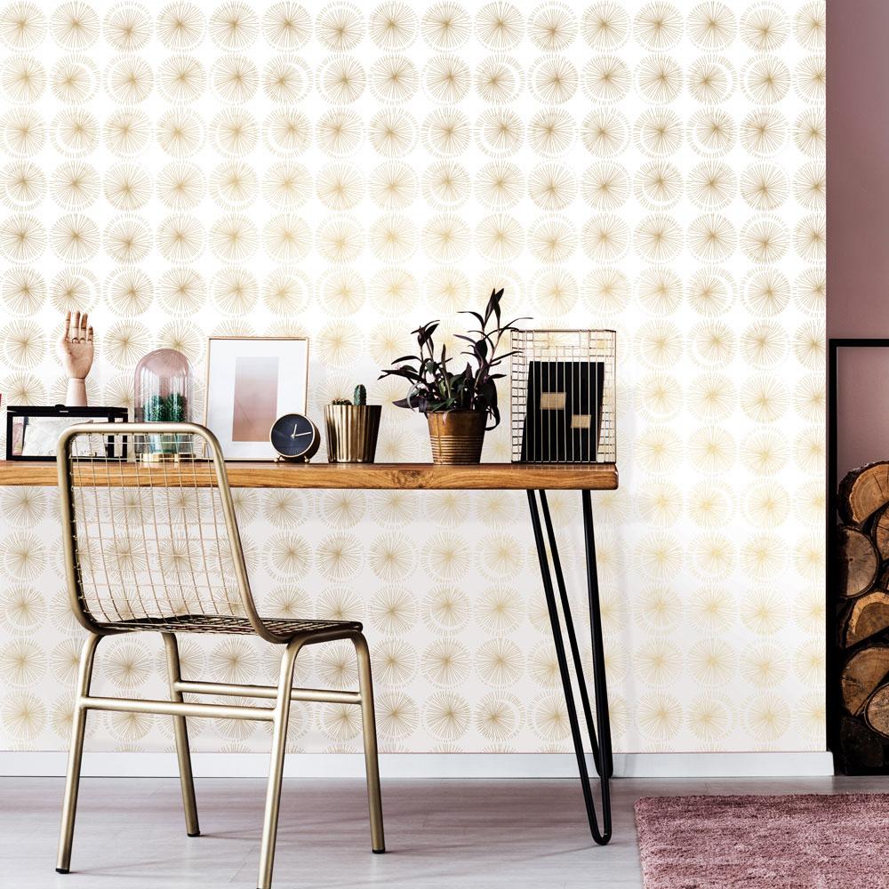 DecoratorsBest Moon Sphere Gold Peel and Stick Wallpaper, 28 sq. ft.