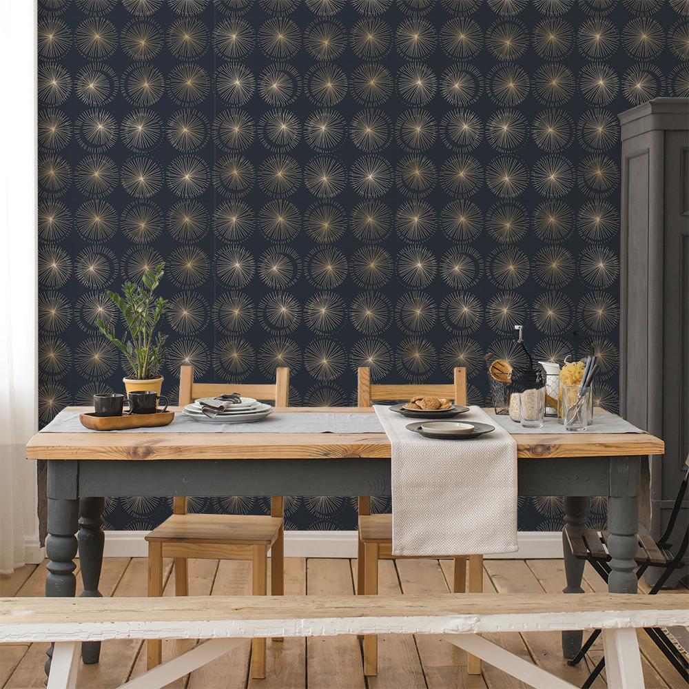 DecoratorsBest Moon Sphere Navy Peel and Stick Wallpaper, 28 sq. ft.