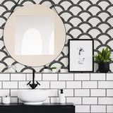 DecoratorsBest Scallops Black Ink and White Peel and Stick Wallpaper, 28 sq. ft.