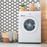 DecoratorsBest Scallops Black Ink and White Peel and Stick Wallpaper, 28 sq. ft.