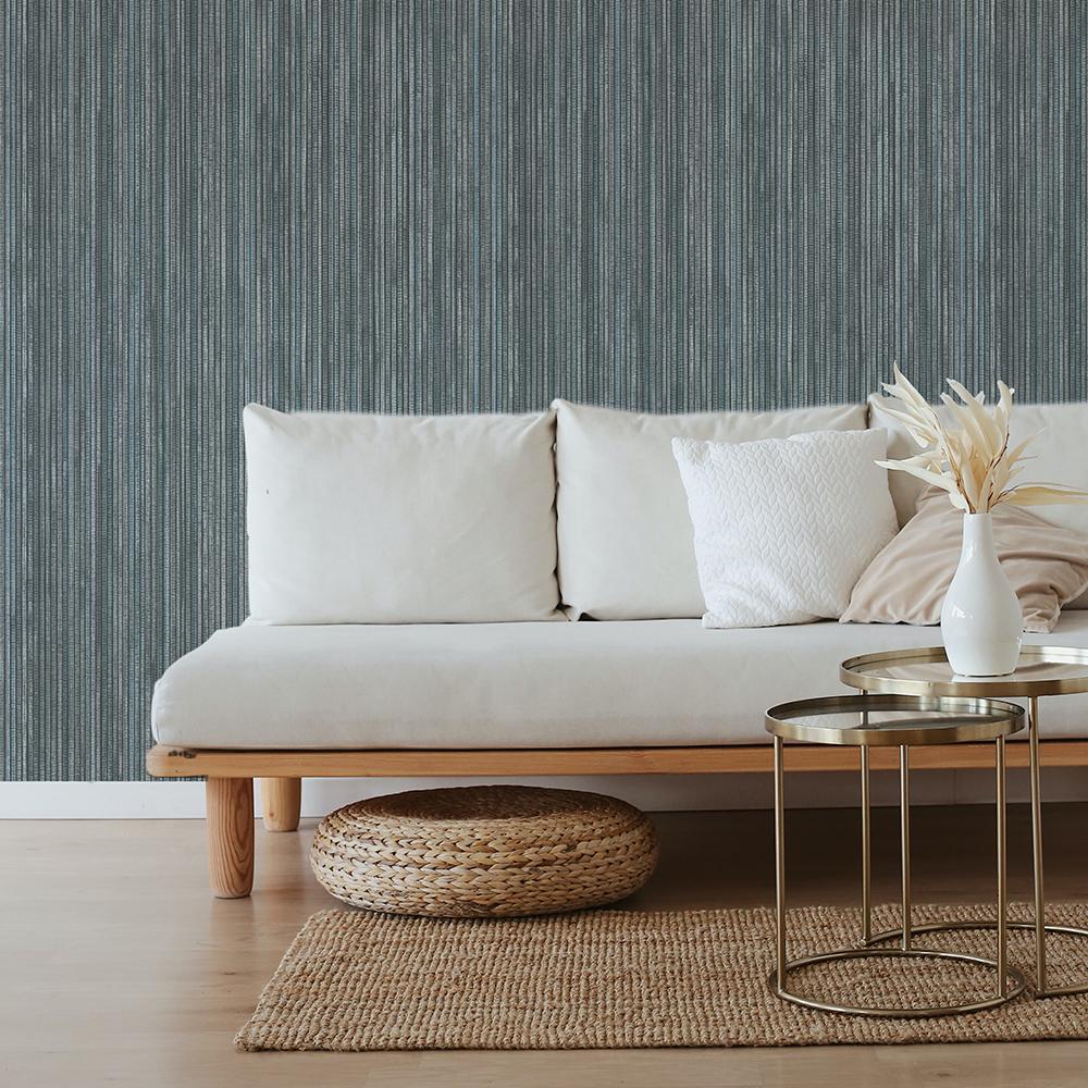 DecoratorsBest Textured Grasscloth Blue Peel and Stick Wallpaper, 28 sq. ft.
