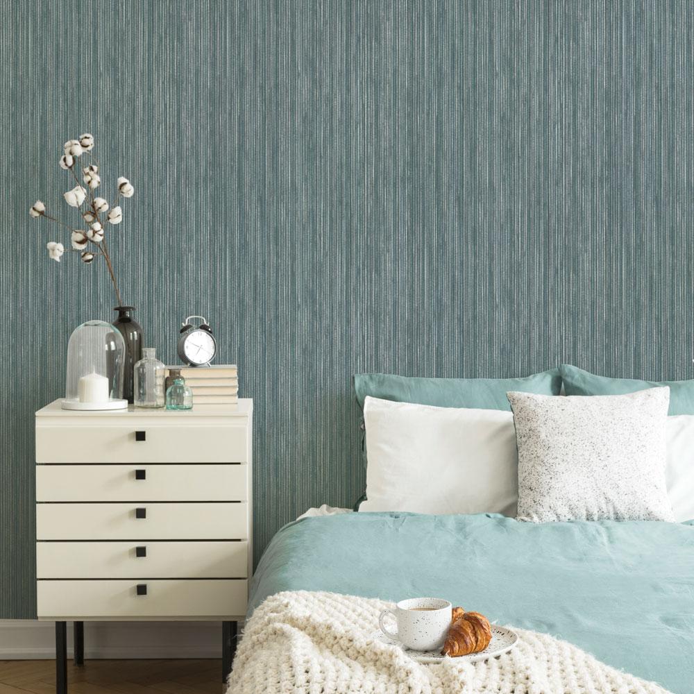 DecoratorsBest Textured Grasscloth Blue Peel and Stick Wallpaper, 28 sq. ft.