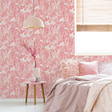 DecoratorsBest Paradise Palm Tropical Pink Peel and Stick Wallpaper, 28 sq. ft.
