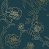 Decoratorsbest Peel And Stick Delicate Peony Blue And Gold Wallpaper