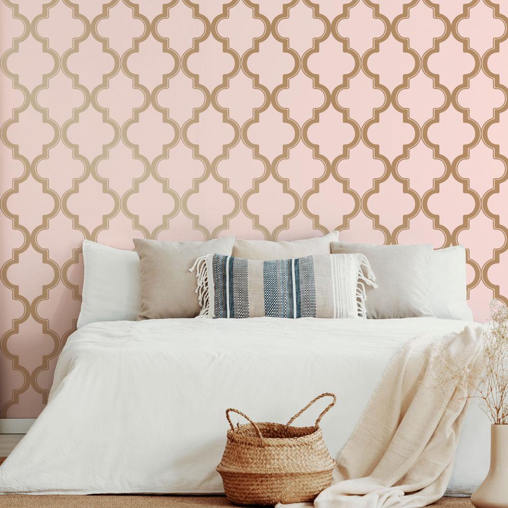 DecoratorsBest Arabesque Rose Gold Peel and Stick Wallpaper, 28 sq. ft.