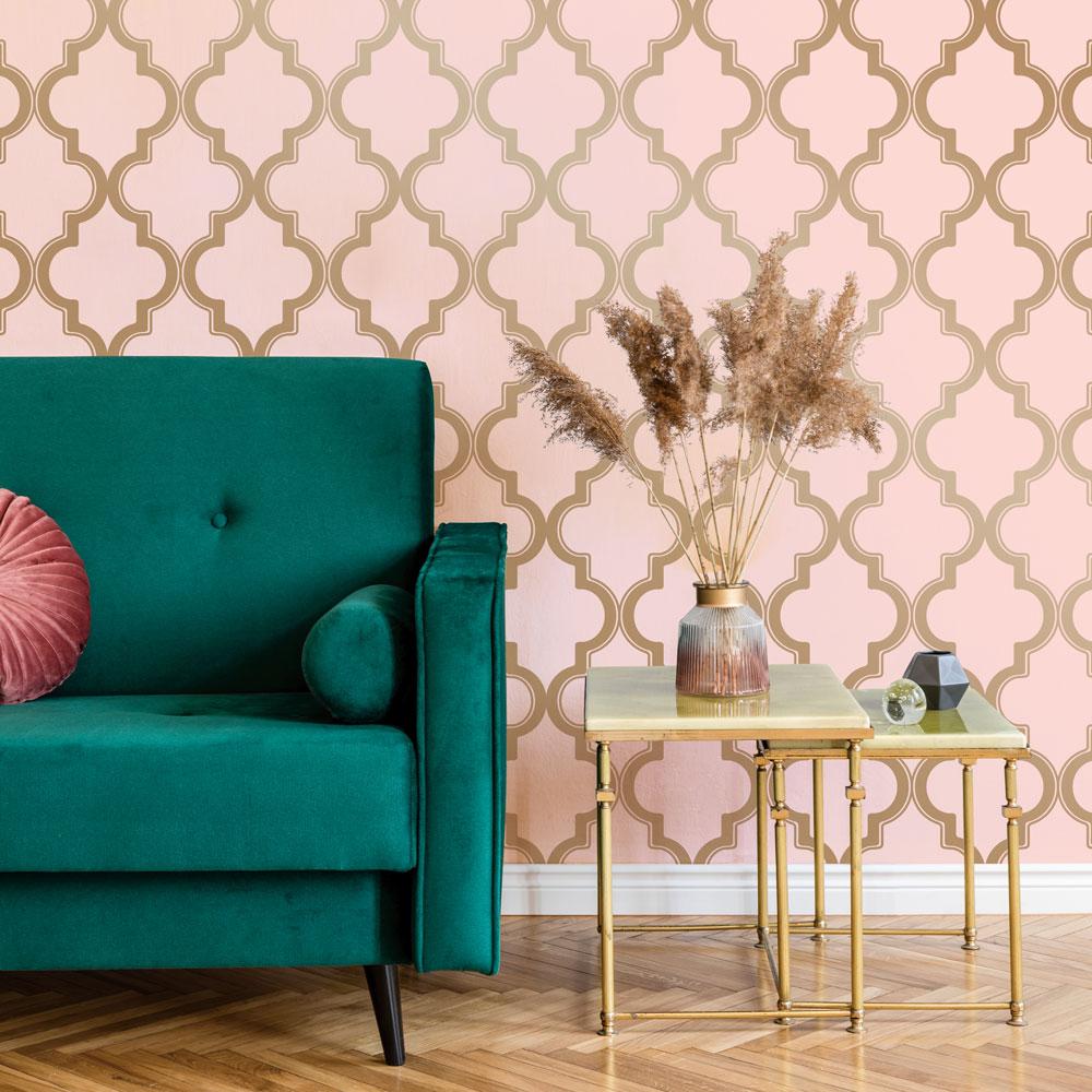 DecoratorsBest Arabesque Rose Gold Peel and Stick Wallpaper, 28 sq. ft.