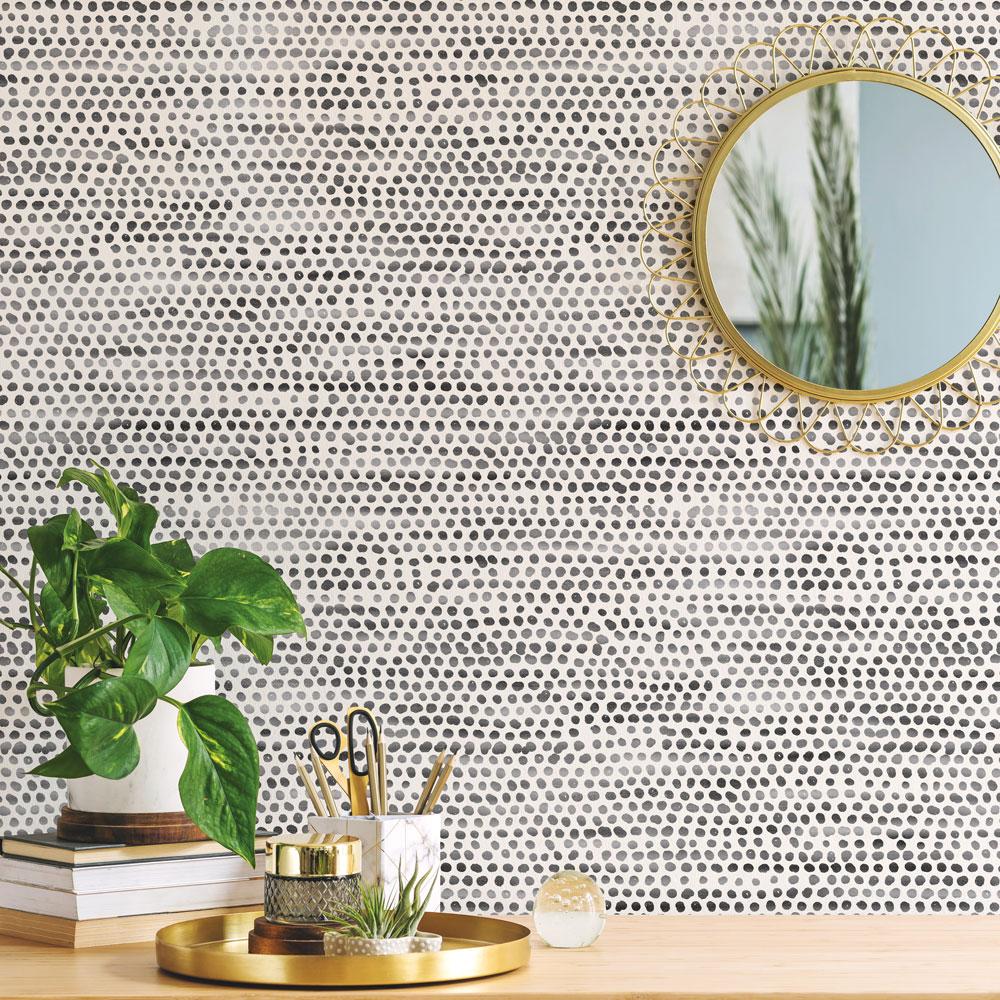 DecoratorsBest Painted Dots Ink and White Peel and Stick Wallpaper, 28 sq. ft.