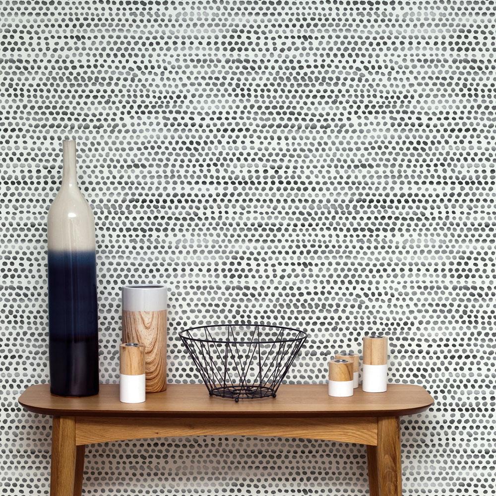 DecoratorsBest Painted Dots Ink and White Peel and Stick Wallpaper, 28 sq. ft.