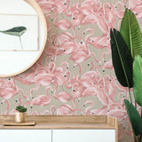 DecoratorsBest Flamingo Fantasy Light Pink Peel and Stick Wallpaper, 28 sq. ft.