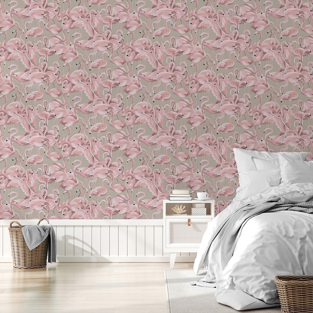 DecoratorsBest Flamingo Fantasy Light Pink Peel and Stick Wallpaper, 28 sq. ft.