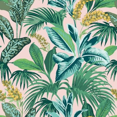 Tempaper Sunset Palms Pink and Green Peel and Stick Wallpaper, 28 sq. ft.