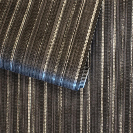 DecoratorsBest Textured Grasscloth Metallic Black Peel and Stick Wallpaper, 28 sq. ft.