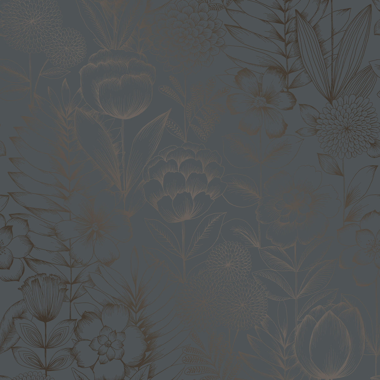 Tempaper Farmhouse Floral Metallic Midnight Peel and Stick Wallpaper, 28 sq. ft.