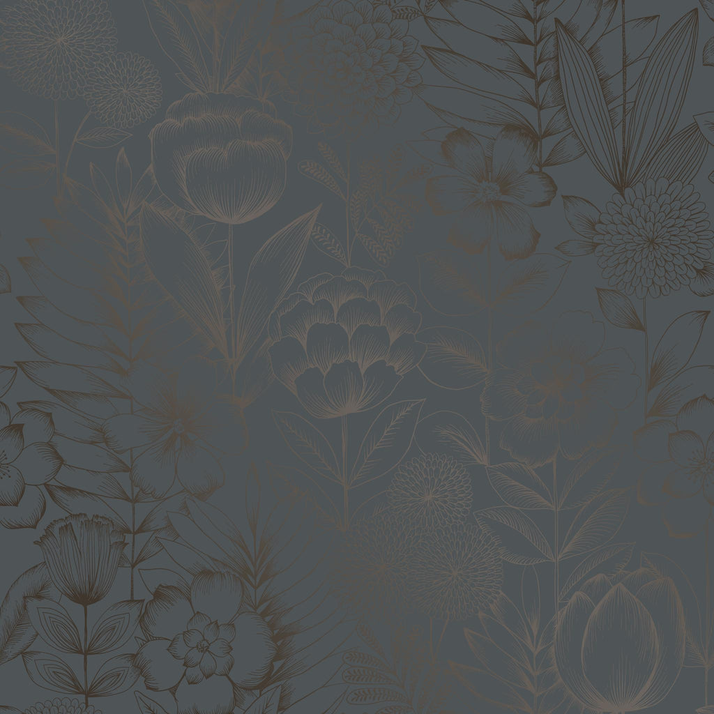 DecoratorsBest Farmhouse Floral Metallic Midnight Peel and Stick Wallpaper, 28 sq. ft.