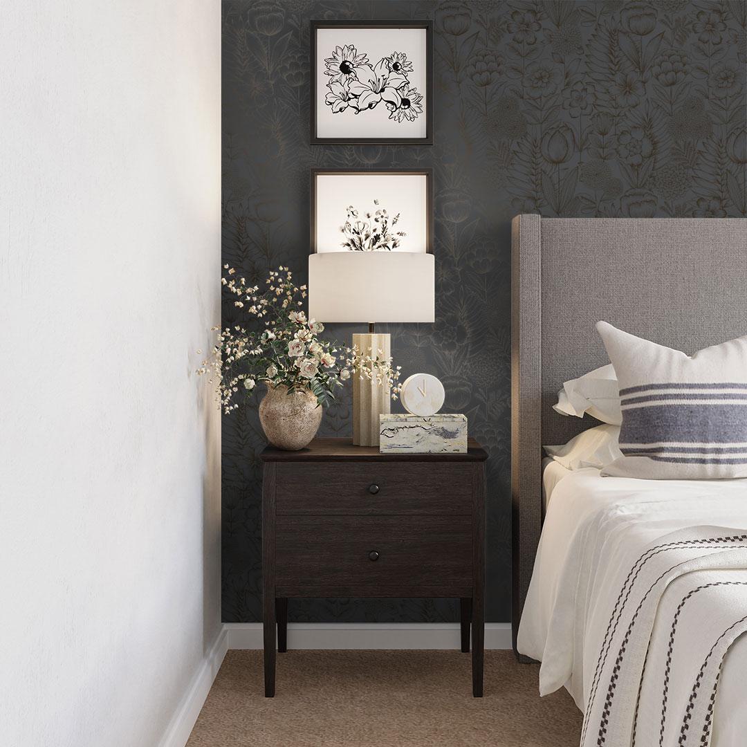 DecoratorsBest Farmhouse Floral Metallic Midnight Peel and Stick Wallpaper, 28 sq. ft.