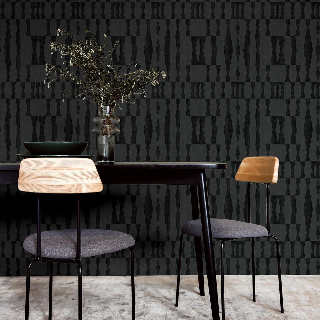 DecoratorsBest Geo Cloth Black Peel and Stick Wallpaper, 28 sq. ft.