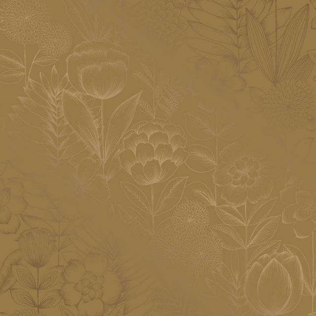 Tempaper Farmhouse Floral Metallic Gold Peel and Stick Wallpaper, 28 sq. ft.