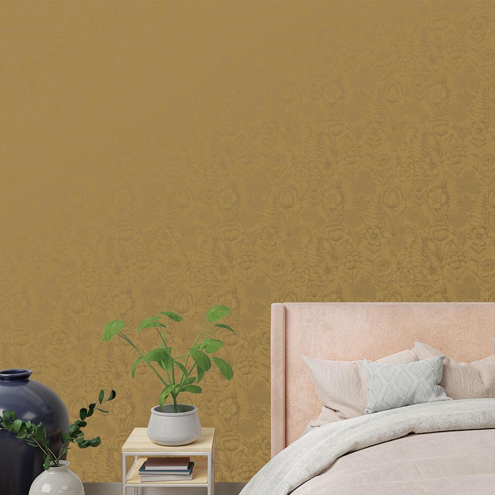 DecoratorsBest Farmhouse Floral Metallic Gold Peel and Stick Wallpaper, 28 sq. ft.