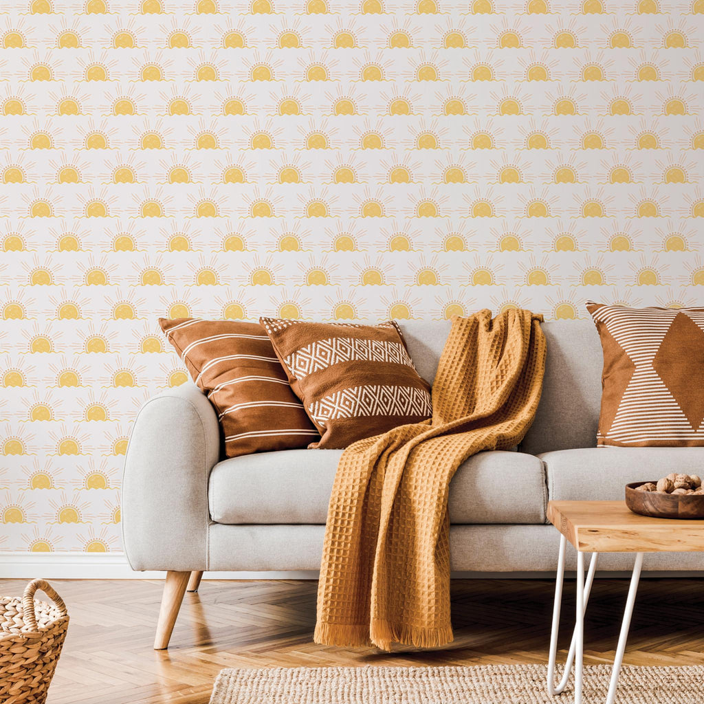 DecoratorsBest Solstice Sun Sunny Yellow Peel and Stick Wallpaper, 28 sq. ft.