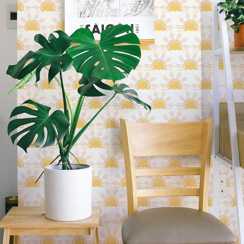 DecoratorsBest Solstice Sun Sunny Yellow Peel and Stick Wallpaper, 28 sq. ft.