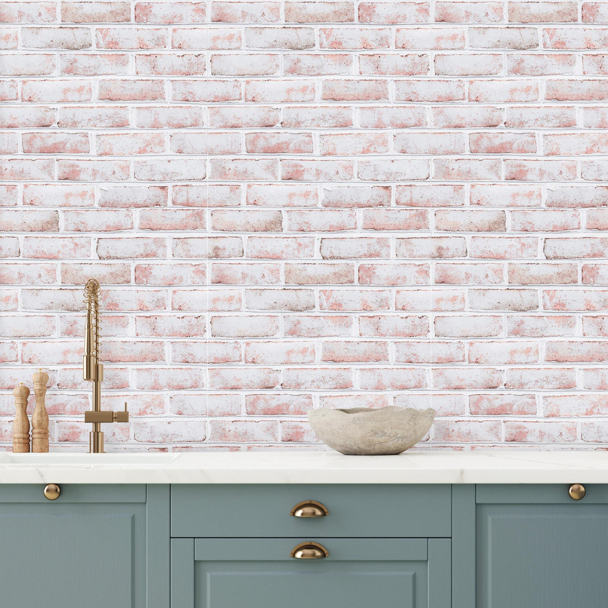 DecoratorsBest Distressed Brick Whitewash Peel and Stick Wallpaper, 28 sq. ft.