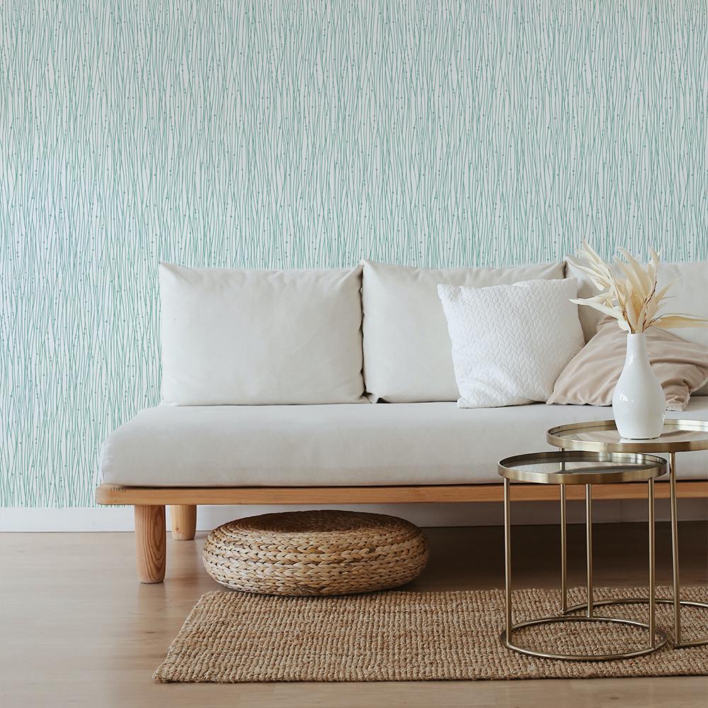 DecoratorsBest Beaded String Aqua Green Peel and Stick Wallpaper, 28 sq. ft.