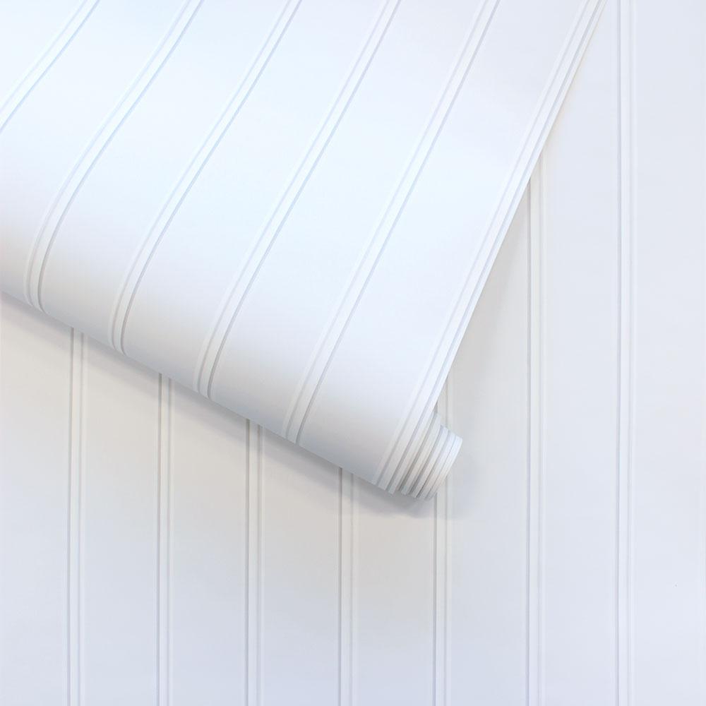 DecoratorsBest Wood Panels Farmhouse White Peel and Stick Wallpaper, 28 sq. ft.