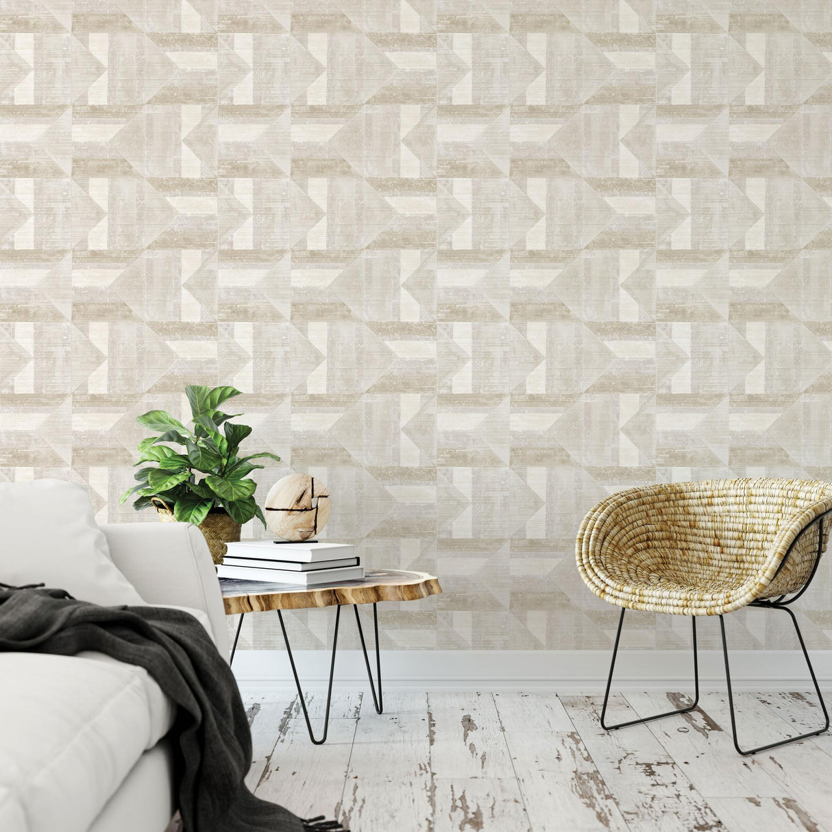 DecoratorsBest Quilt Neutral Peel and Stick Wallpaper, 28 sq. ft.
