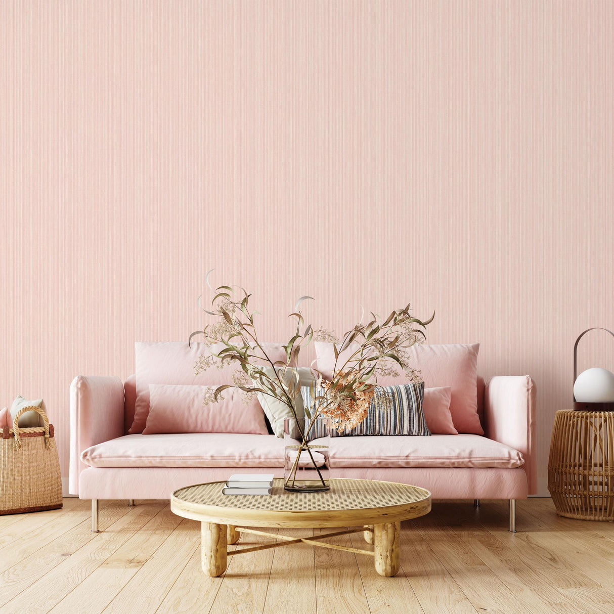 DecoratorsBest Textured Grasscloth Pink Peel and Stick Wallpaper, 28 sq. ft.