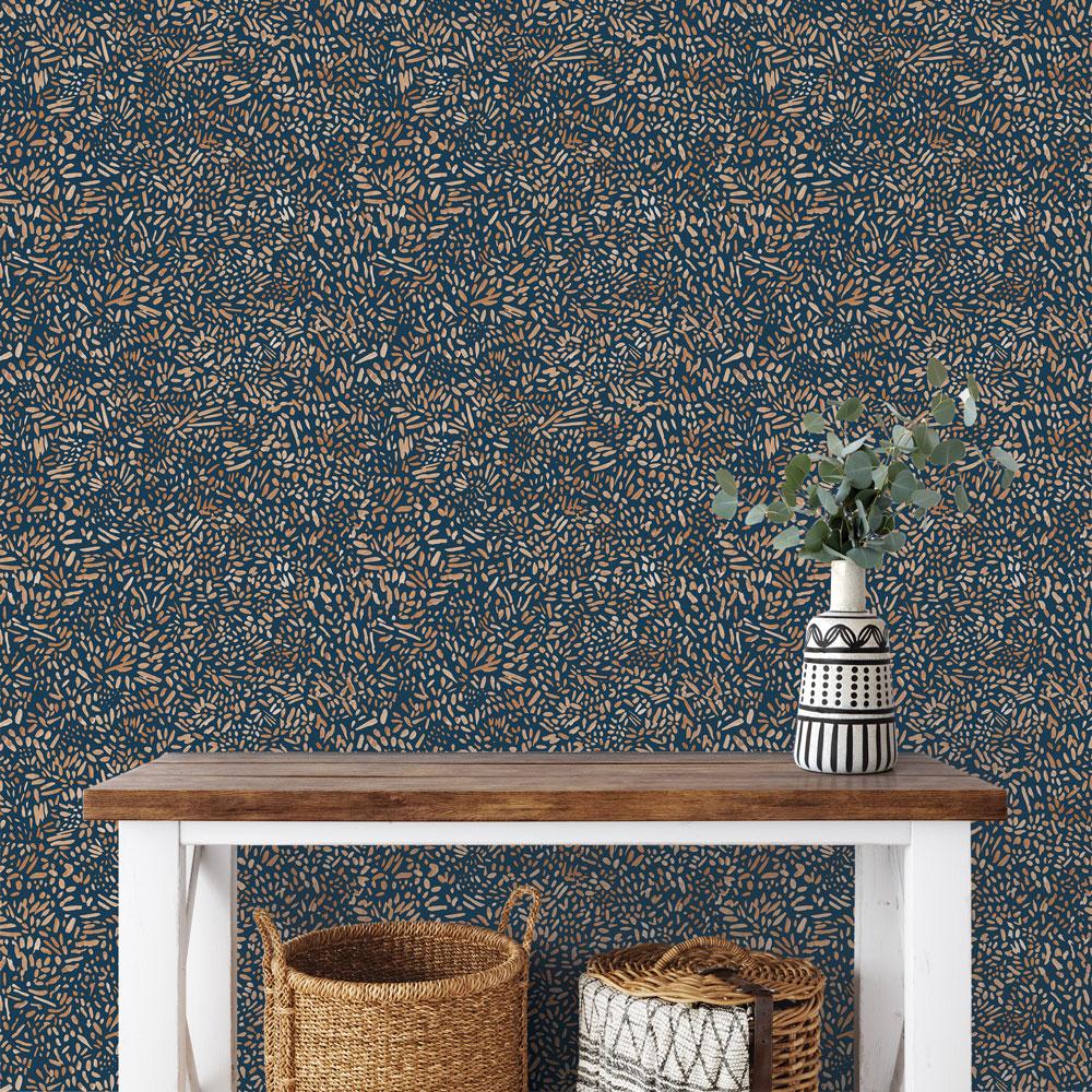 DecoratorsBest Brushstrokes Tan and Blue Peel and Stick Wallpaper, 28 sq. ft.