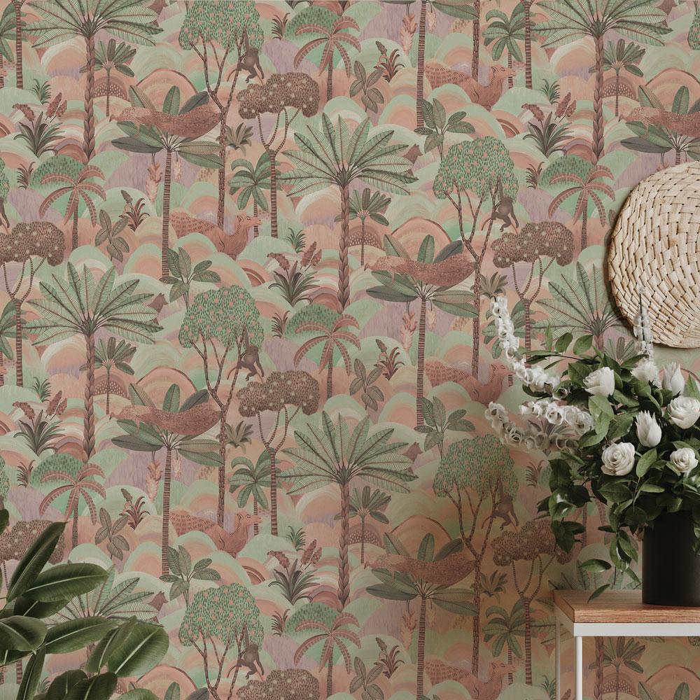 DecoratorsBest Desert Dreamscape Terracotta and Green Peel and Stick Wallpaper, 28 sq. ft.