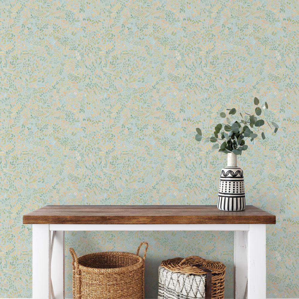 DecoratorsBest Brushstrokes Blue Green Peel and Stick Wallpaper, 28 sq. ft.