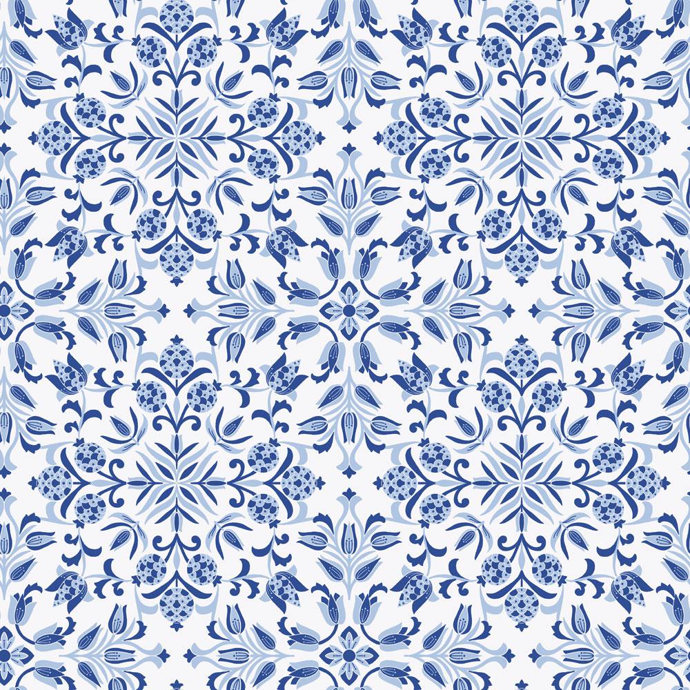 Tempaper Ornate Tile Blue Peel and Stick Wallpaper, 28 sq. ft.
