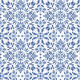 Tempaper Ornate Tile Blue Peel and Stick Wallpaper, 28 sq. ft.