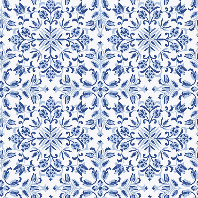 Tempaper Ornate Tile Blue Peel and Stick Wallpaper, 28 sq. ft.