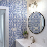 DecoratorsBest Ornate Tile Blue Peel and Stick Wallpaper, 28 sq. ft.