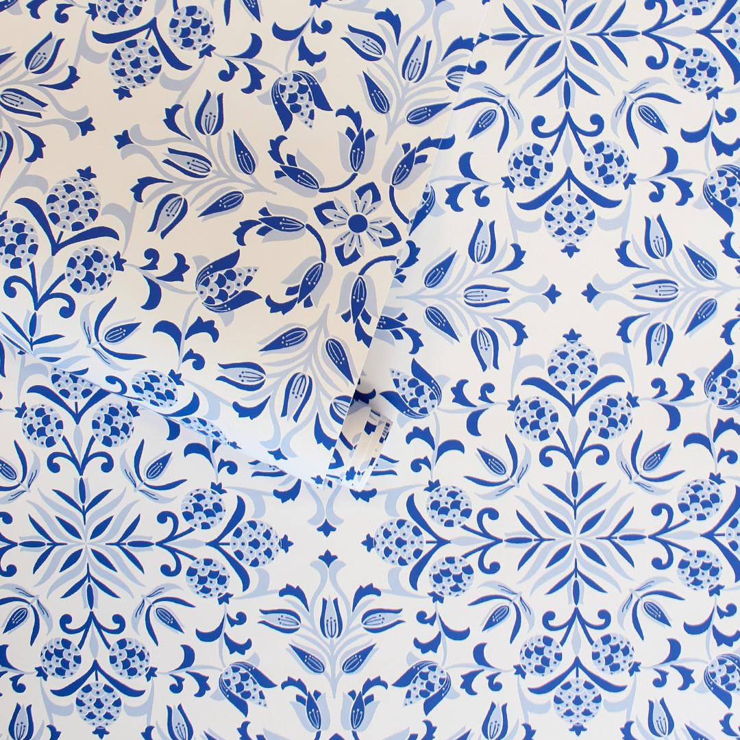 DecoratorsBest Ornate Tile Blue Peel and Stick Wallpaper, 28 sq. ft.