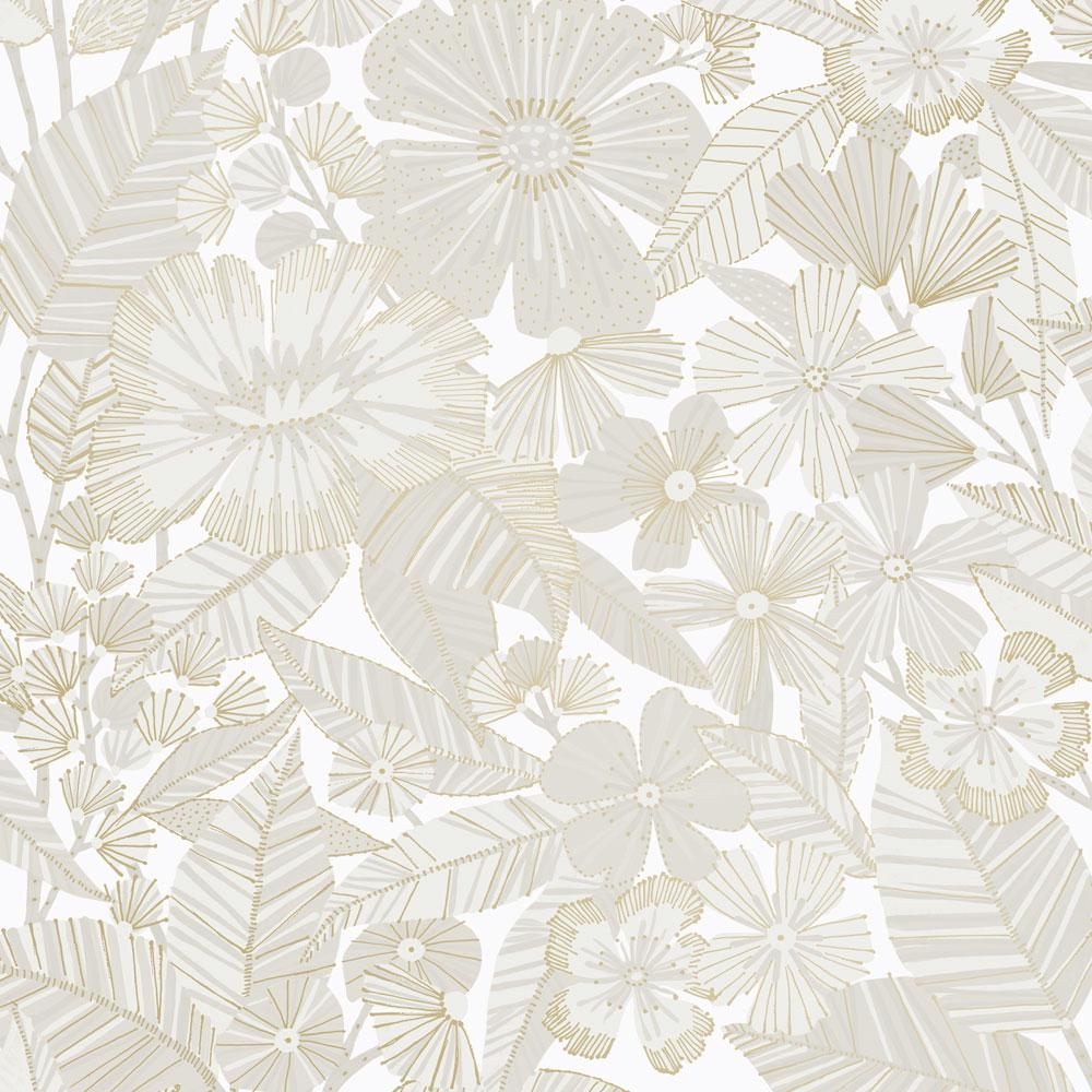 DecoratorsBest Metallic Garden White Peel and Stick Wallpaper, 28 sq. ft.