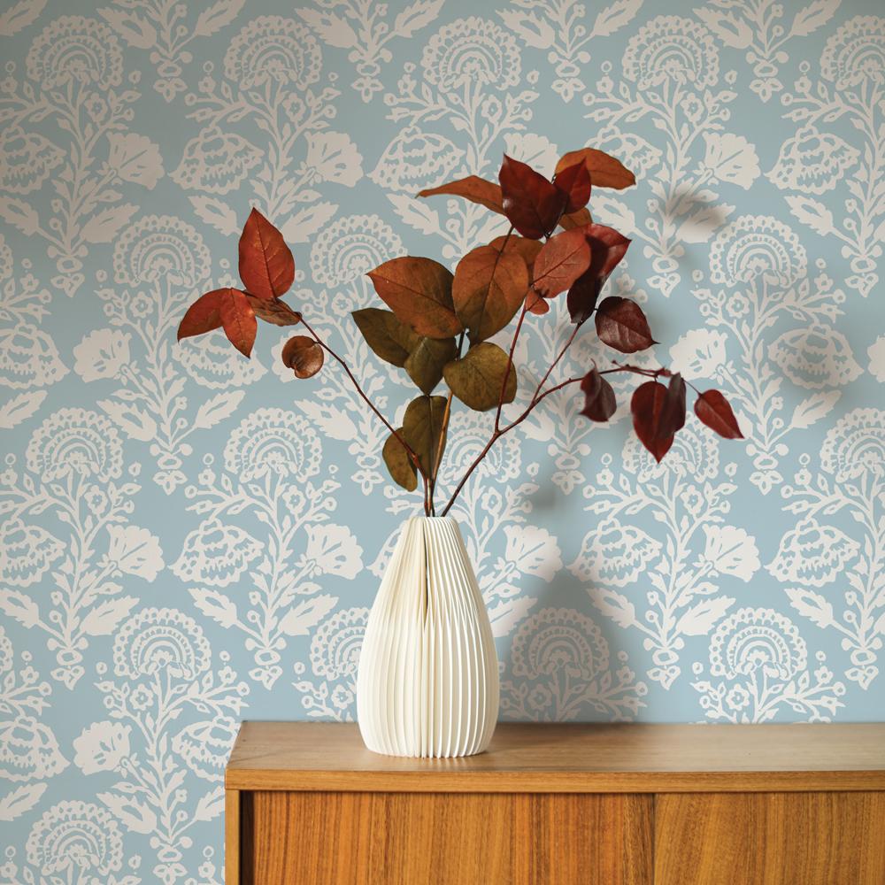 DecoratorsBest Damask Bloom Blue Peel and Stick Wallpaper, 28 sq. ft.
