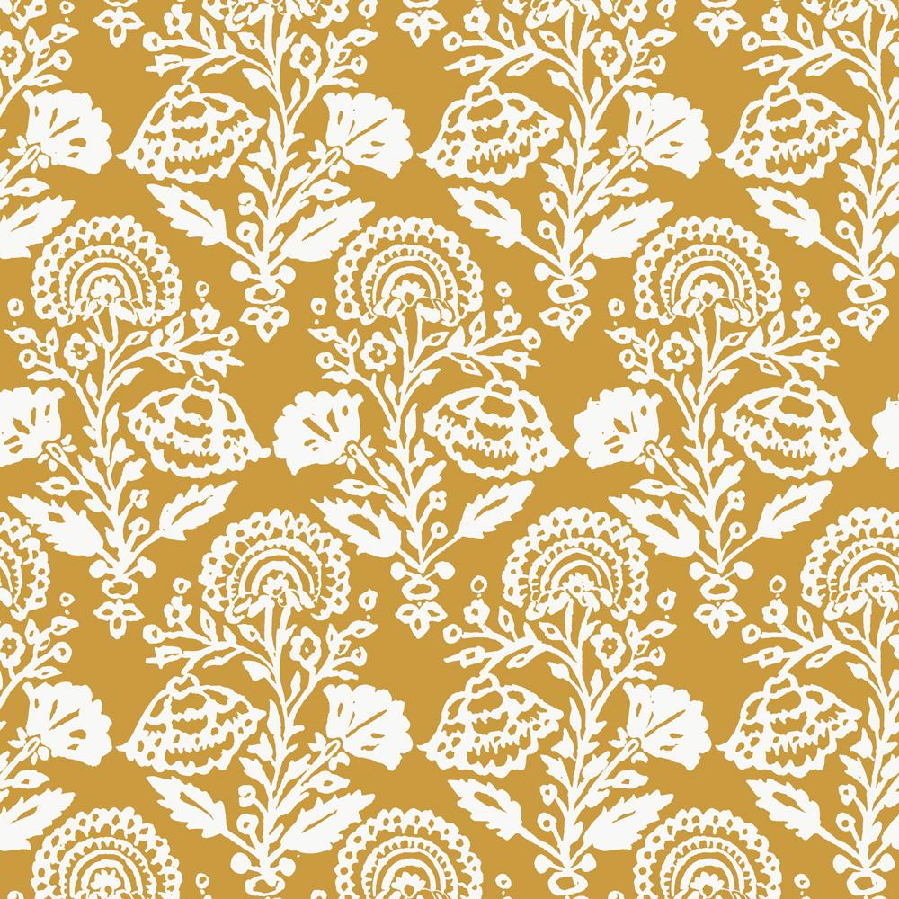 Tempaper Damask Bloom Dark Yellow Peel and Stick Wallpaper, 28 sq. ft.