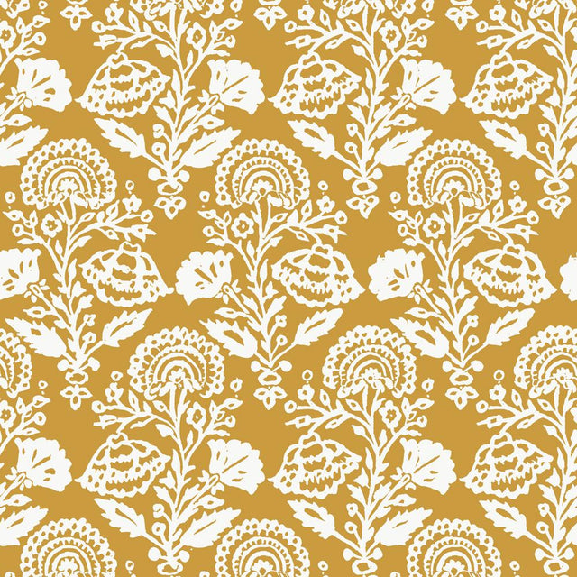 Tempaper Damask Bloom Dark Yellow Peel and Stick Wallpaper, 28 sq. ft.