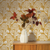 DecoratorsBest Damask Bloom Dark Yellow Peel and Stick Wallpaper, 28 sq. ft.