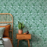 DecoratorsBest Damask Bloom Green Peel and Stick Wallpaper, 28 sq. ft.
