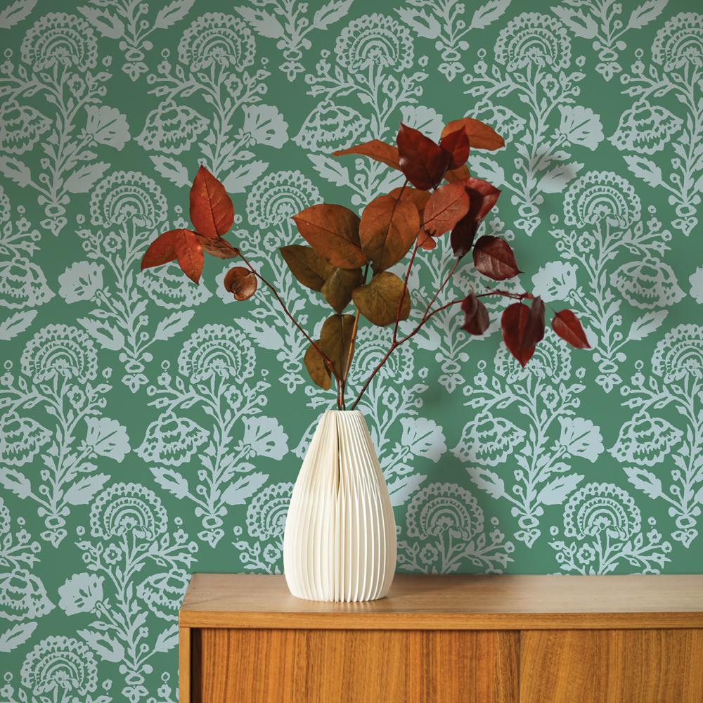 DecoratorsBest Damask Bloom Green Peel and Stick Wallpaper, 28 sq. ft.