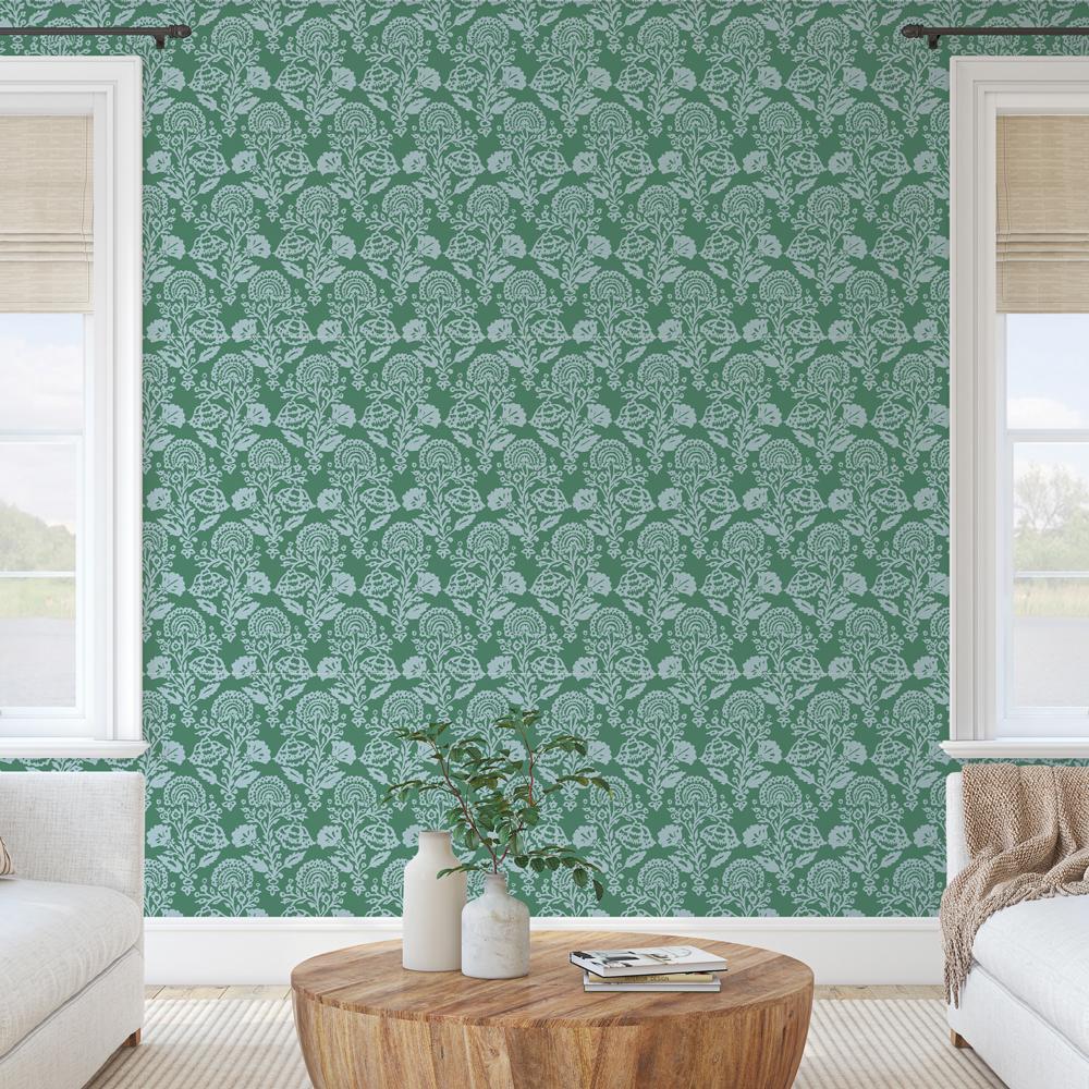 DecoratorsBest Damask Bloom Green Peel and Stick Wallpaper, 28 sq. ft.