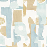 Tempaper Geo Collage Blue and Tan Peel and Stick Wallpaper, 28 sq. ft.