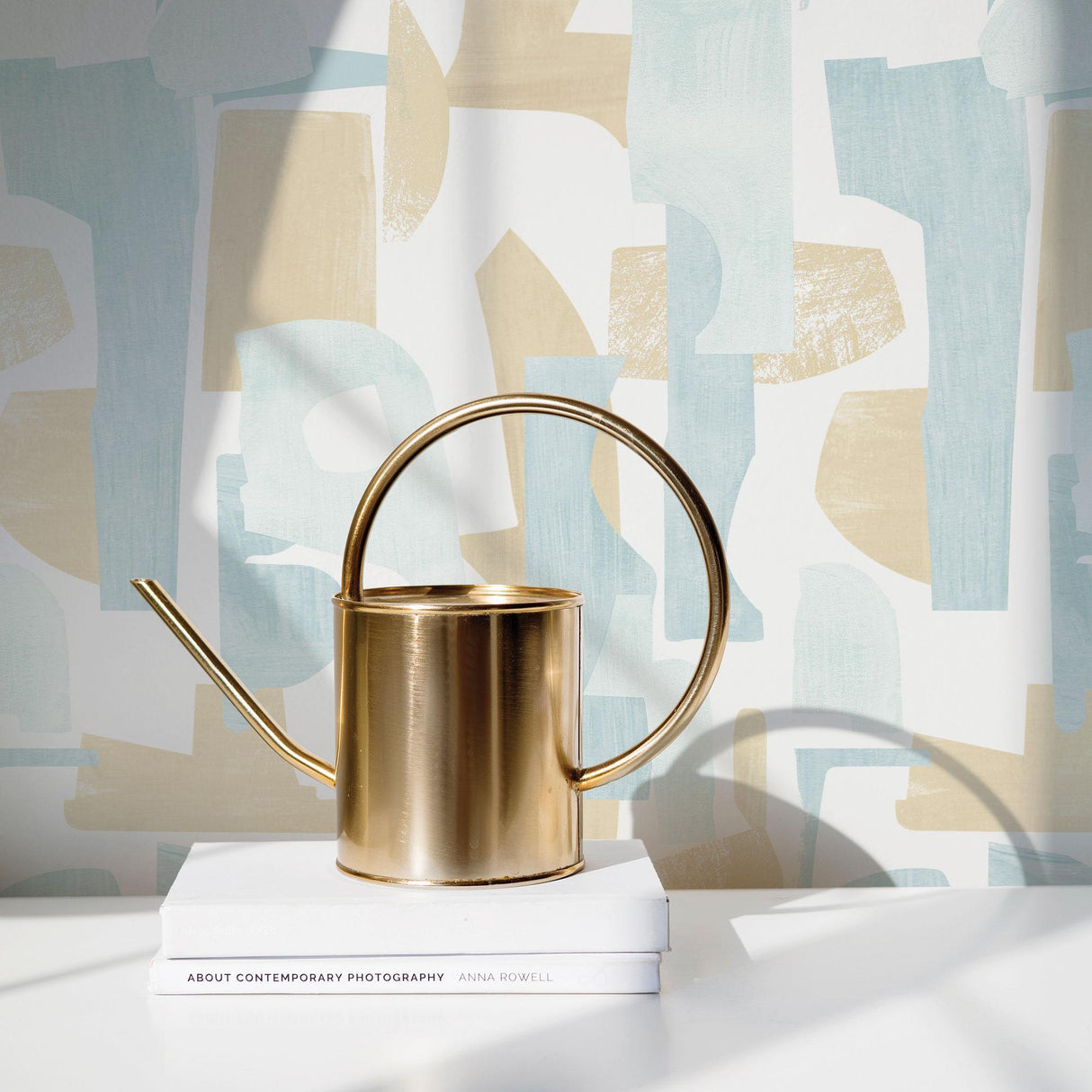 DecoratorsBest Geo Collage Blue and Tan Peel and Stick Wallpaper, 28 sq. ft.