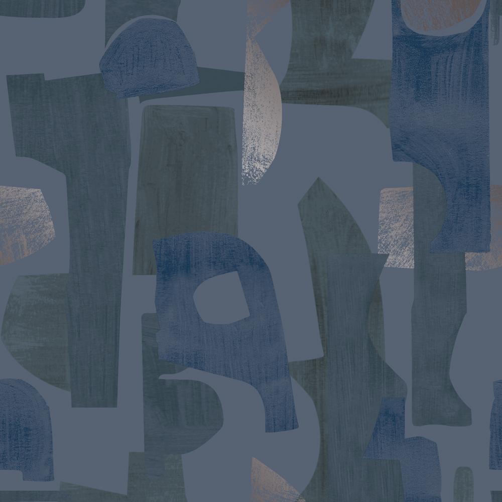 DecoratorsBest Geo Collage Dark Blue Peel and Stick Wallpaper, 28 sq. ft.