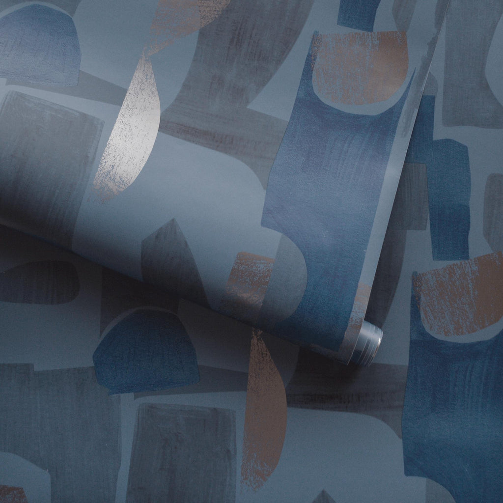 DecoratorsBest Geo Collage Dark Blue Peel and Stick Wallpaper, 28 sq. ft.